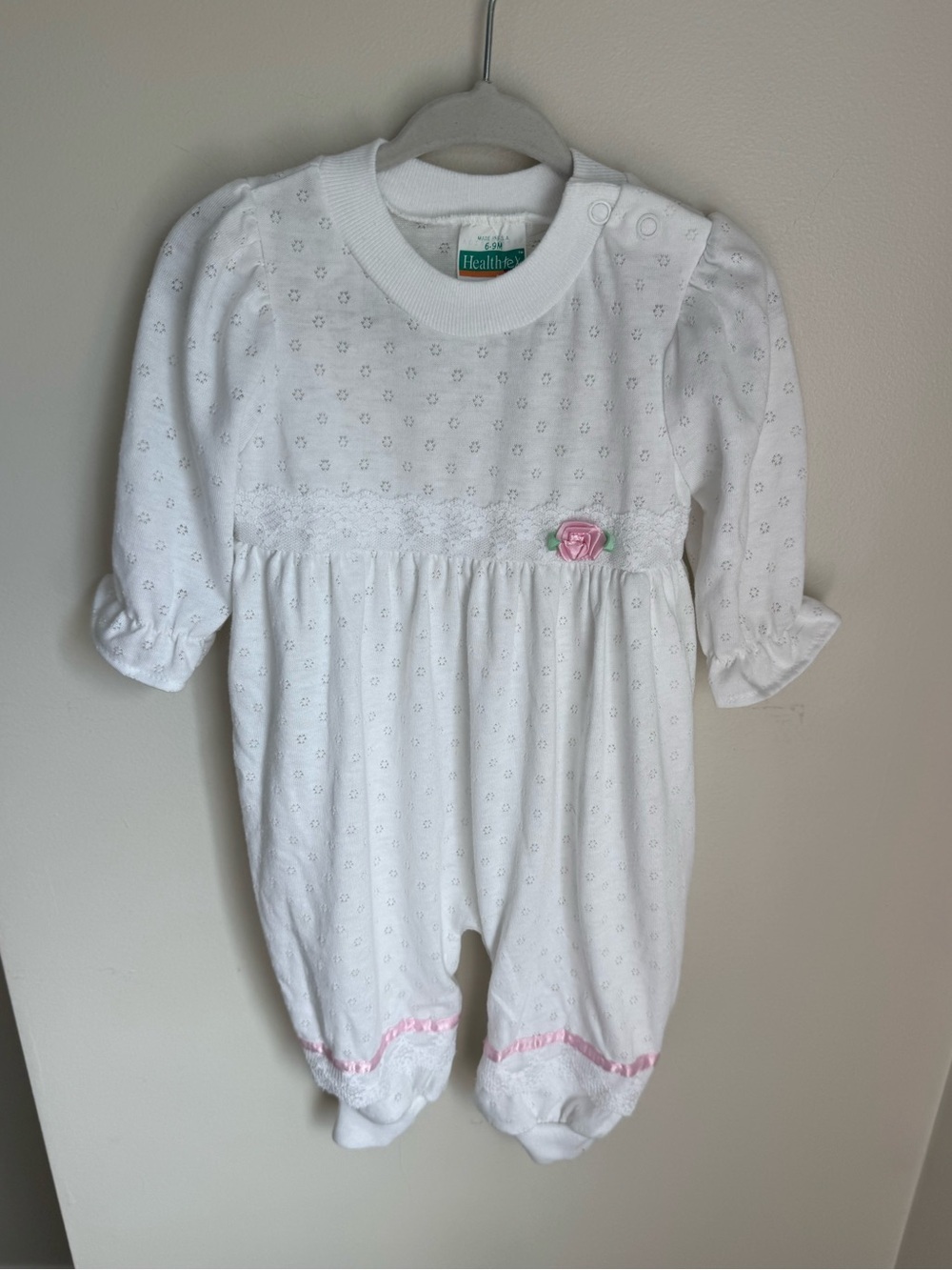 Healthtex Vintage White Footie Size 6-9M